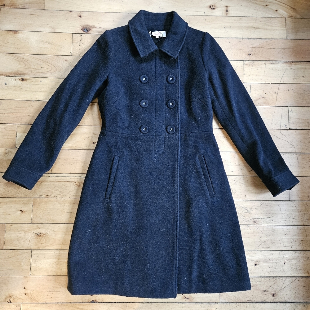 Black Felted Double Breasted Pea Coat